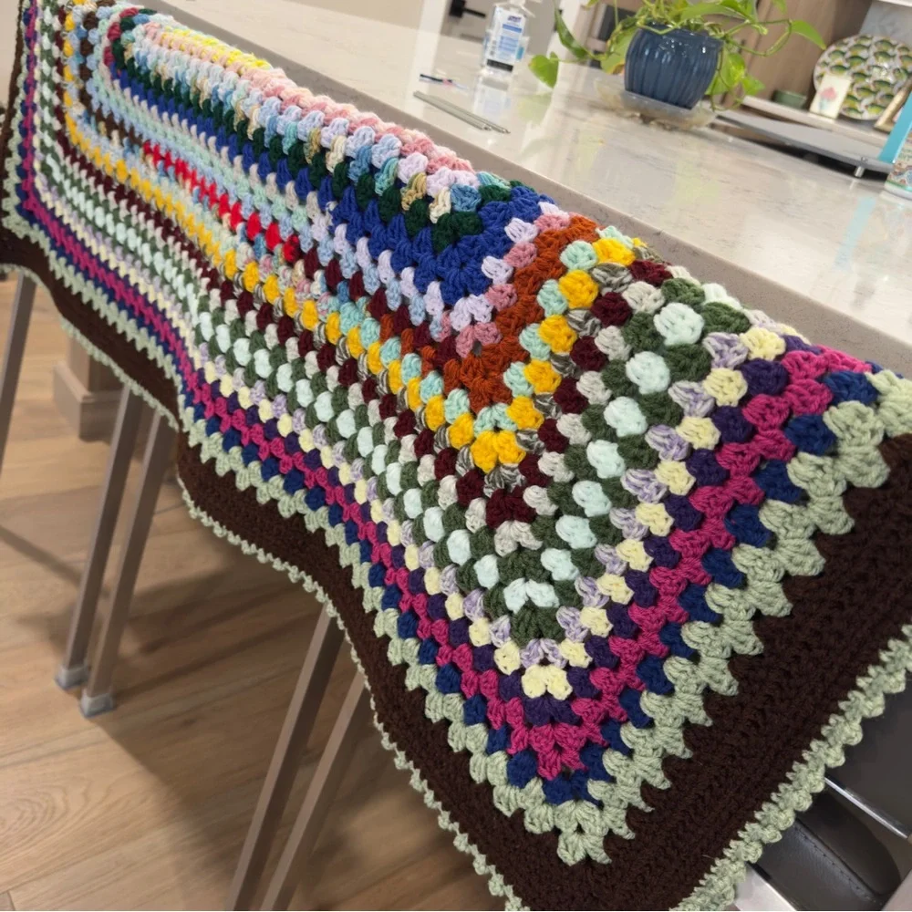 52” NWT Granny Square Blanket Handmade Crochet